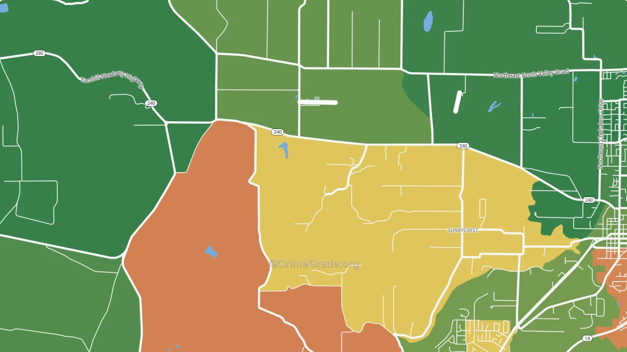 Sunnycrest, OR Map of Arson Rates