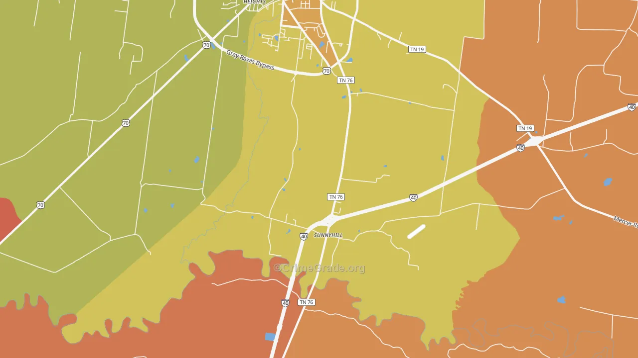 Sunnyhill, TN Map of Arson Rates