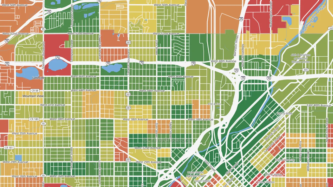 Sunnyside, Denver, CO Map of Arson Rates