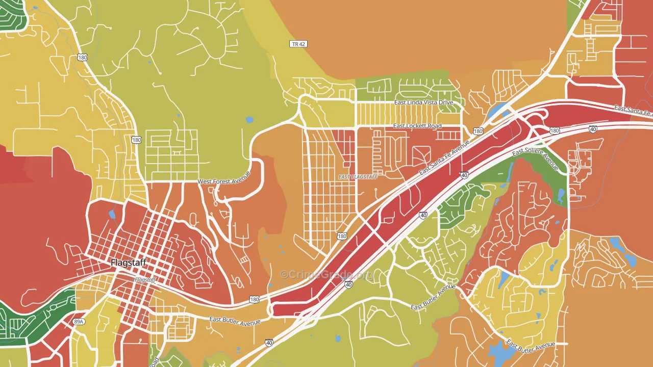 Sunnyside-Flagstaff, Flagstaff, AZ Map of Arson Rates