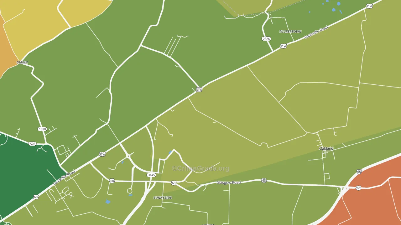 Sunnyside, KY Map of Arson Rates