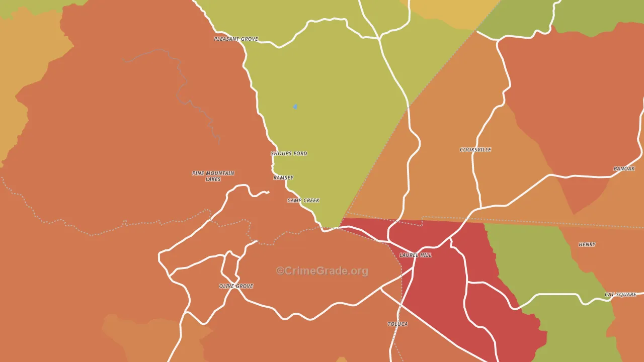 Sunnyside, NC Map of Arson Rates