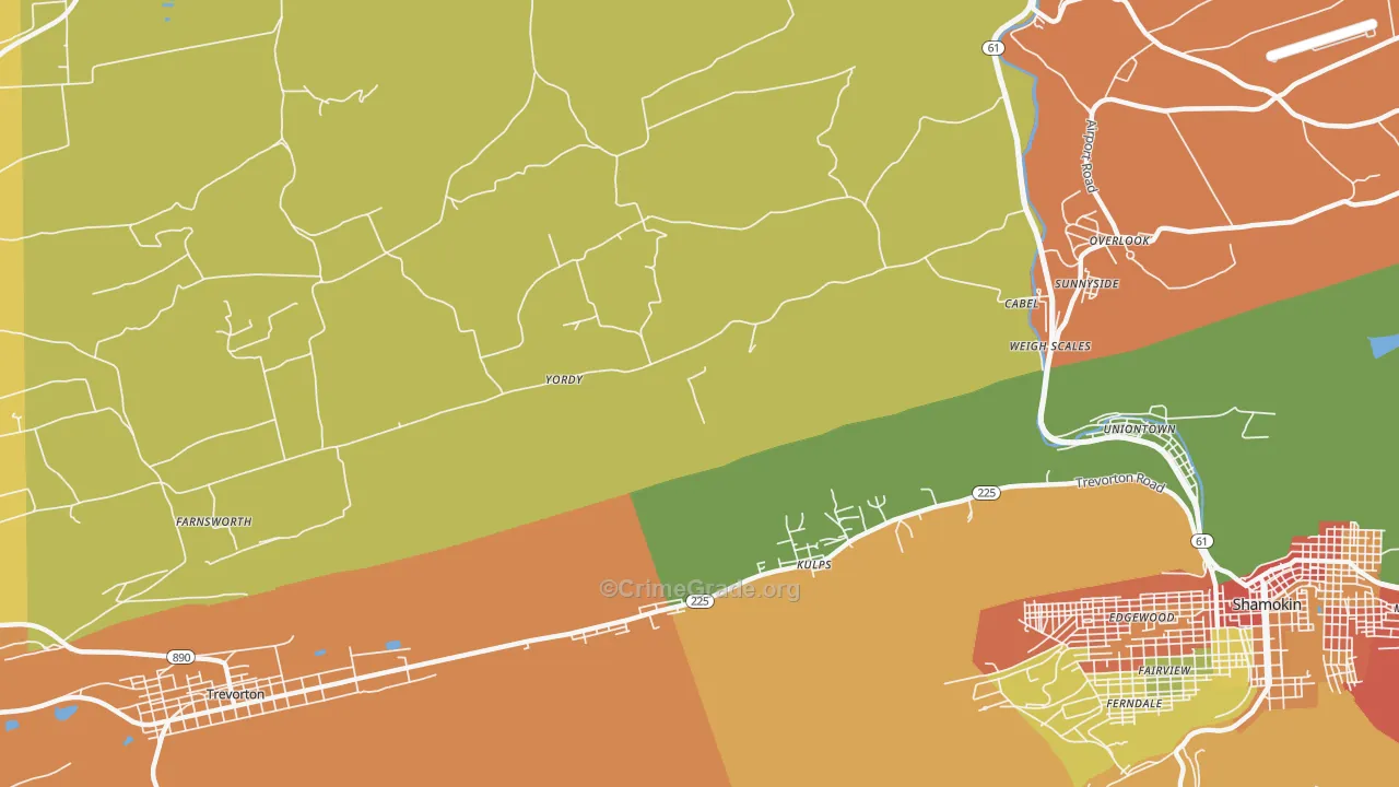 Sunnyside, PA Map of Arson Rates