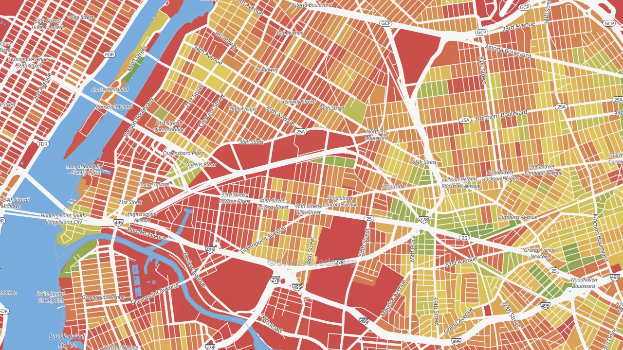 Sunnyside, Queens, NY Map of Arson Rates