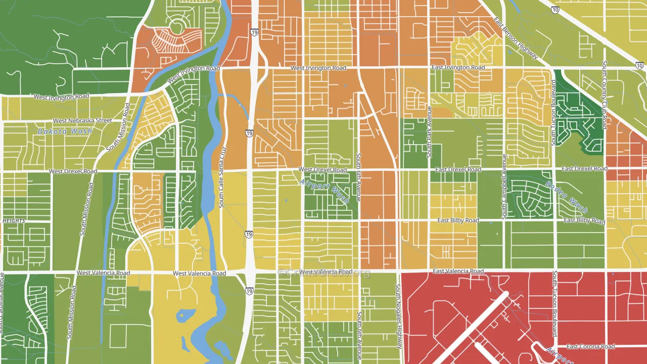 Sunnyside, Tucson, AZ Map of Arson Rates