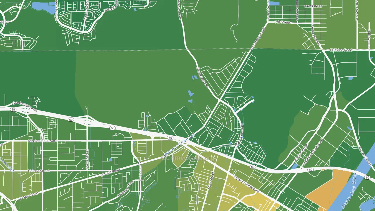 Sunnyslope, Riverside, CA Map of Arson Rates