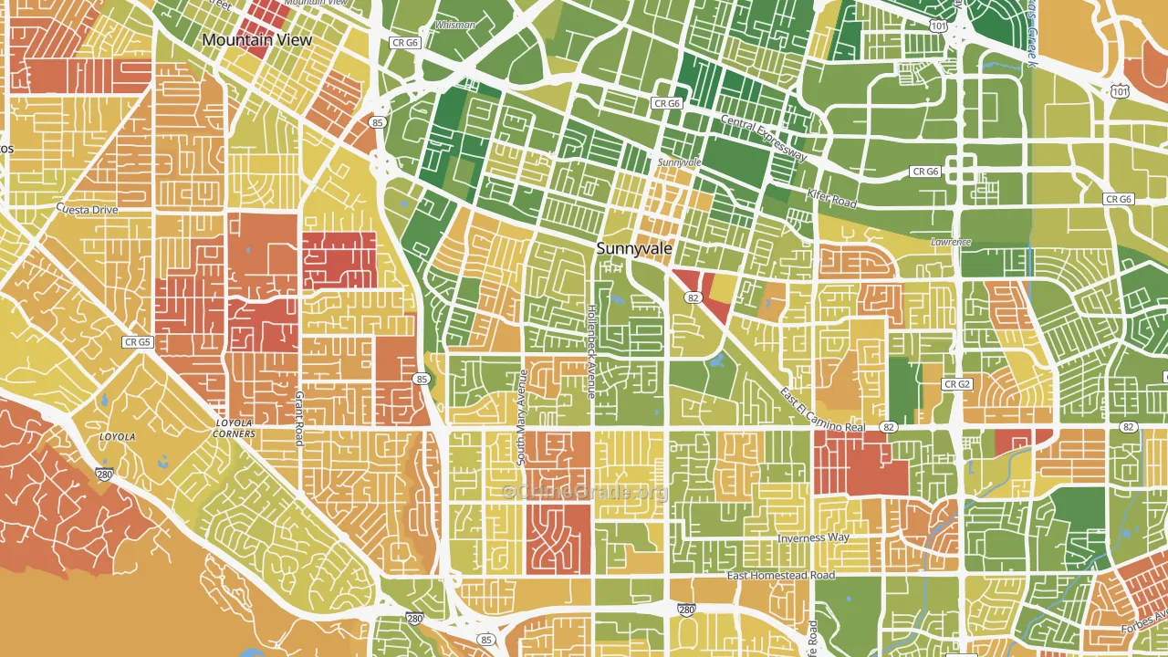Sunnyvale West, Sunnyvale, CA Map of Arson Rates