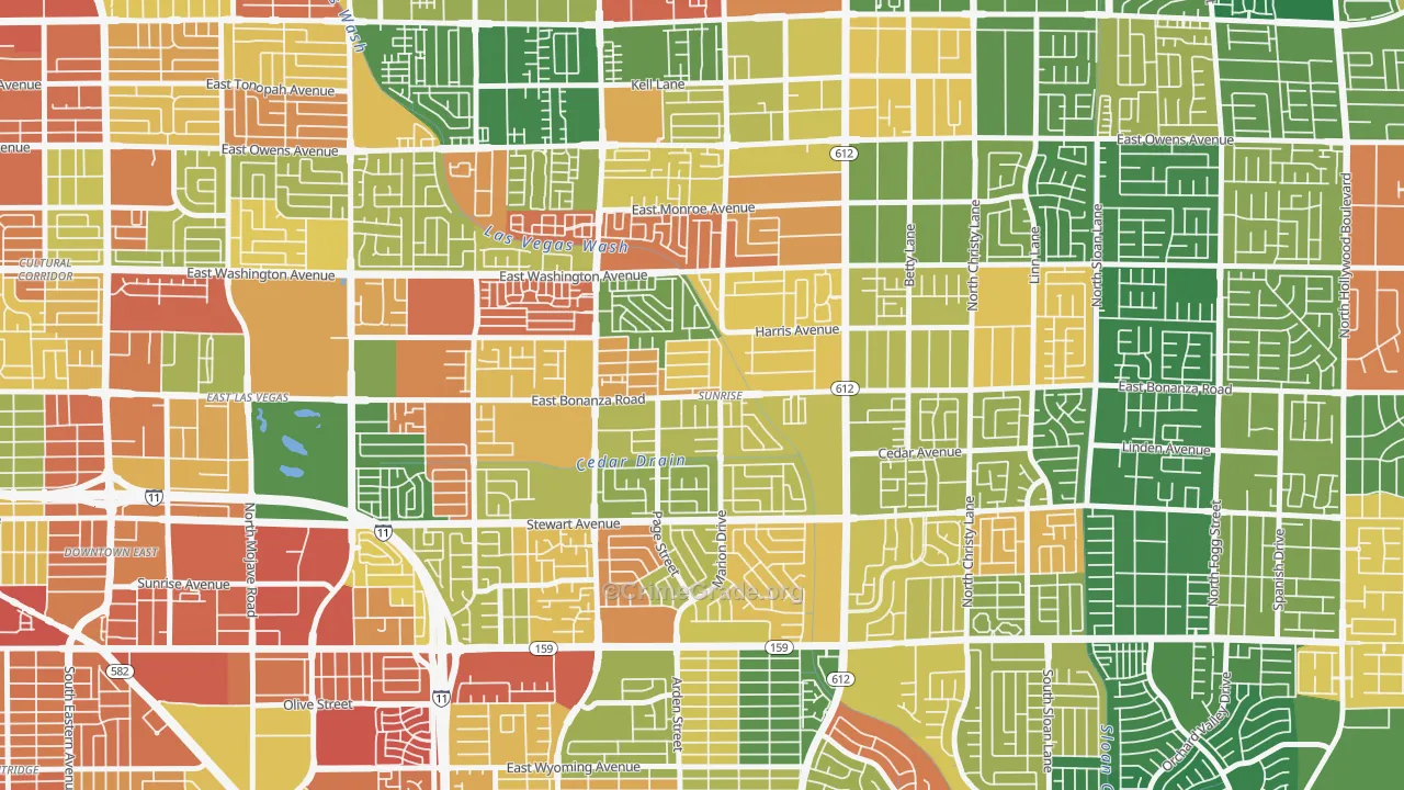 Sunrise, Las Vegas, NV Map of Arson Rates