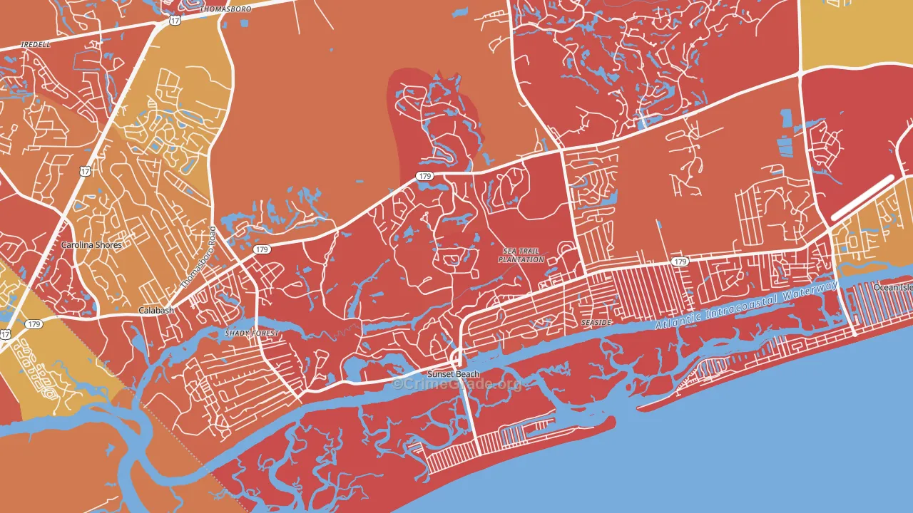 Sunset Beach, NC Map of Arson Rates