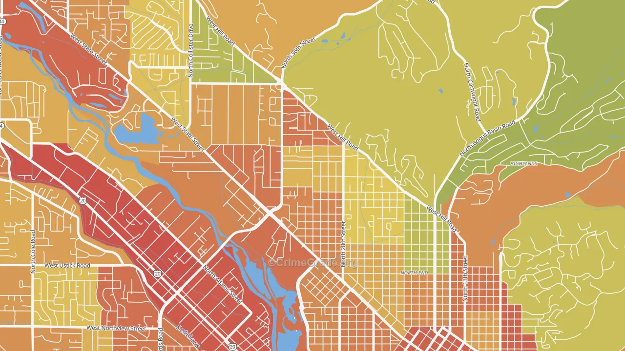 Sunset, Boise, ID Map of Arson Rates