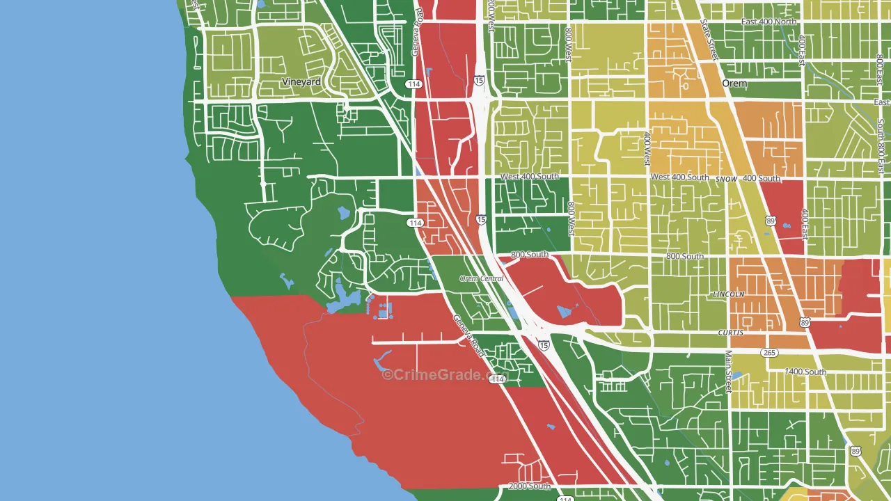 Sunset Heights, Orem, UT Map of Arson Rates