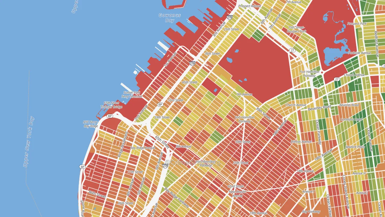 Sunset Park, Brooklyn, NY Map of Arson Rates