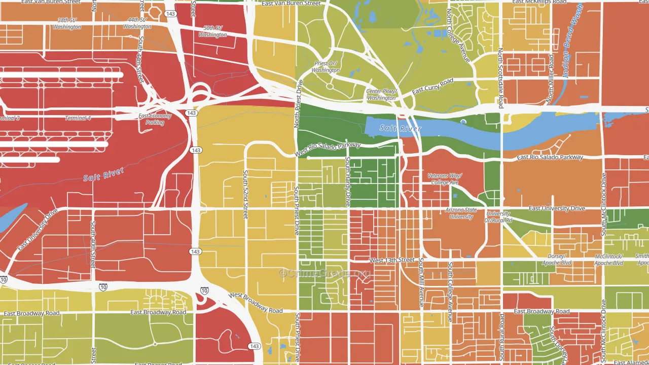 Sunset, Tempe, AZ Map of Arson Rates
