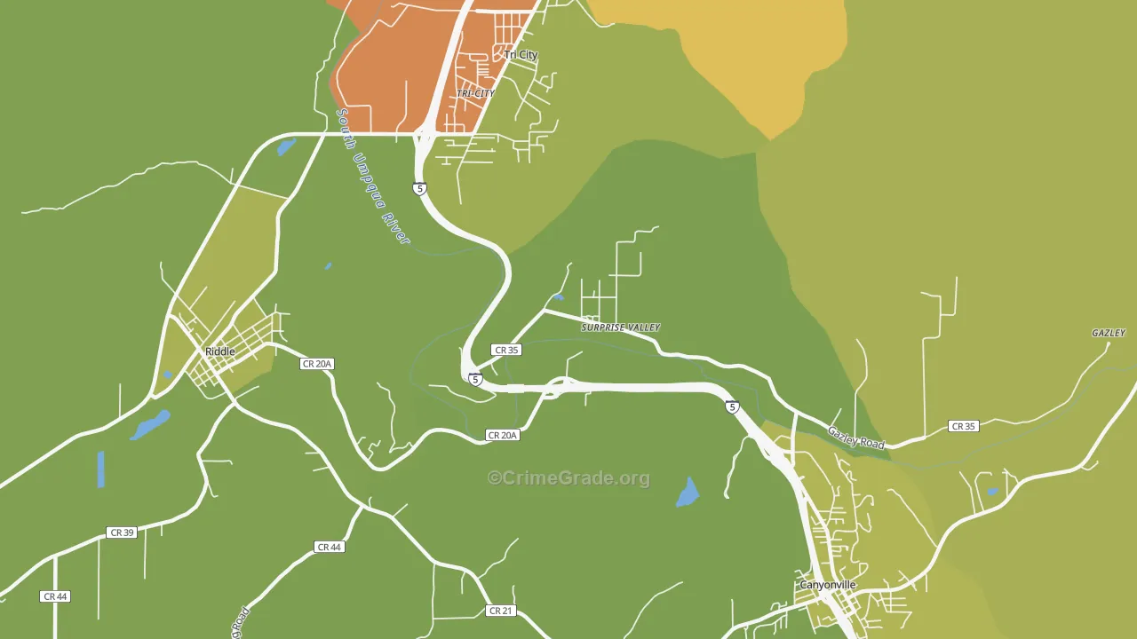 Surprise Valley, OR Map of Arson Rates