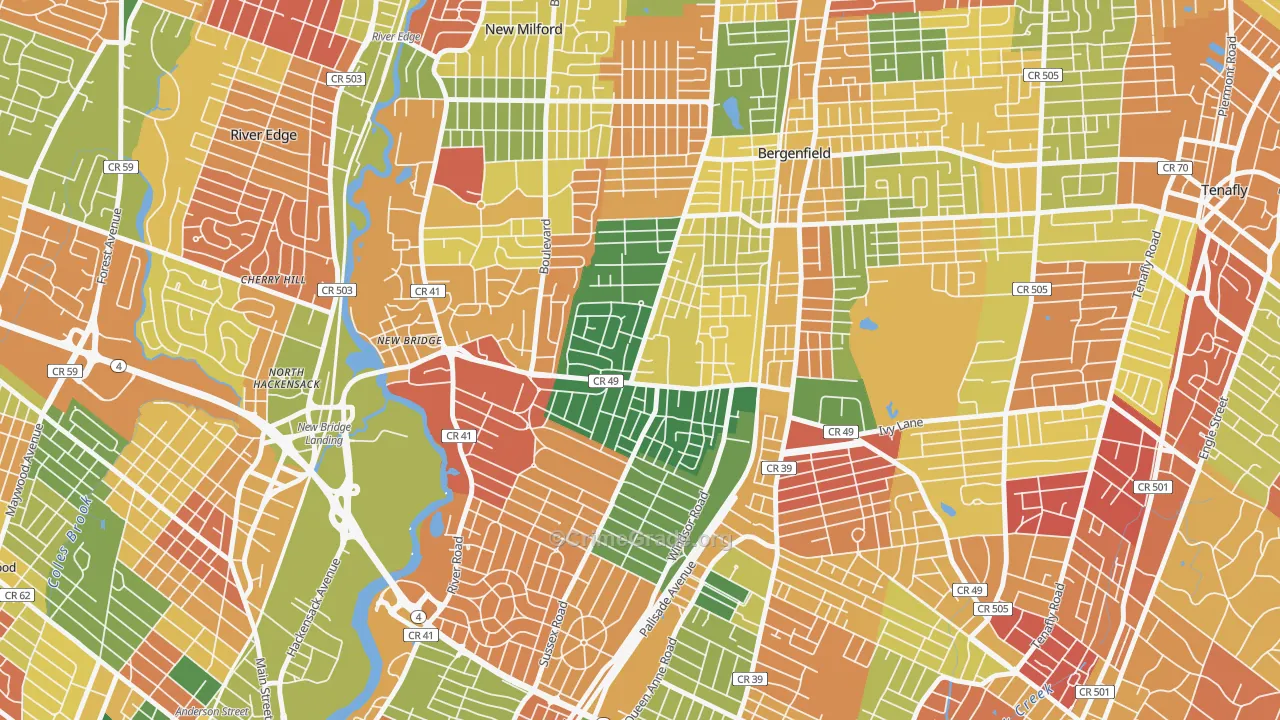 Surrey Lane, Bergenfield, NJ Map of Arson Rates