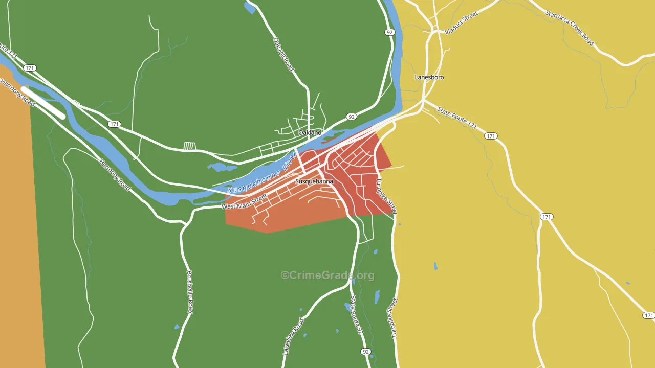 Susquehanna Depot, PA Map of Arson Rates