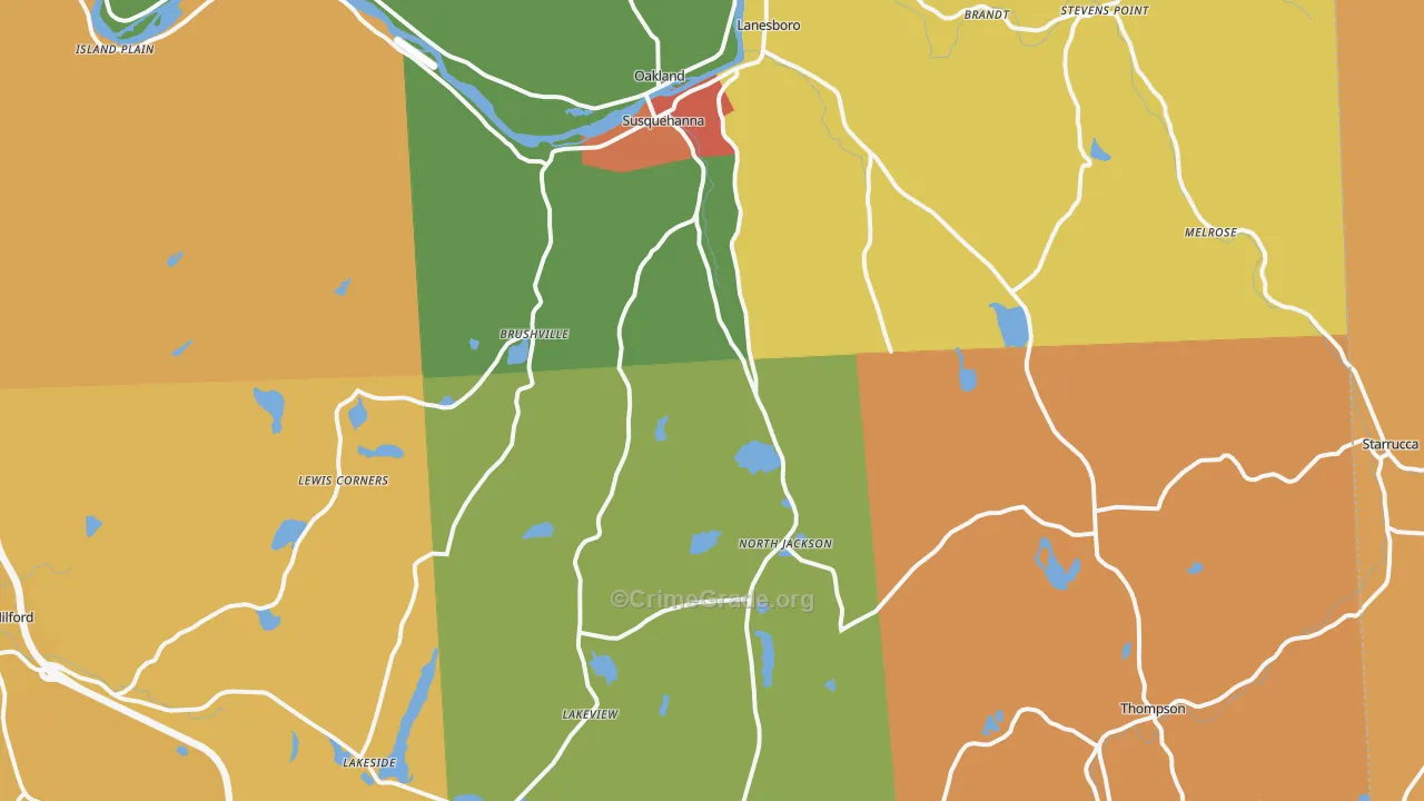 Susquehanna, PA Map of Arson Rates