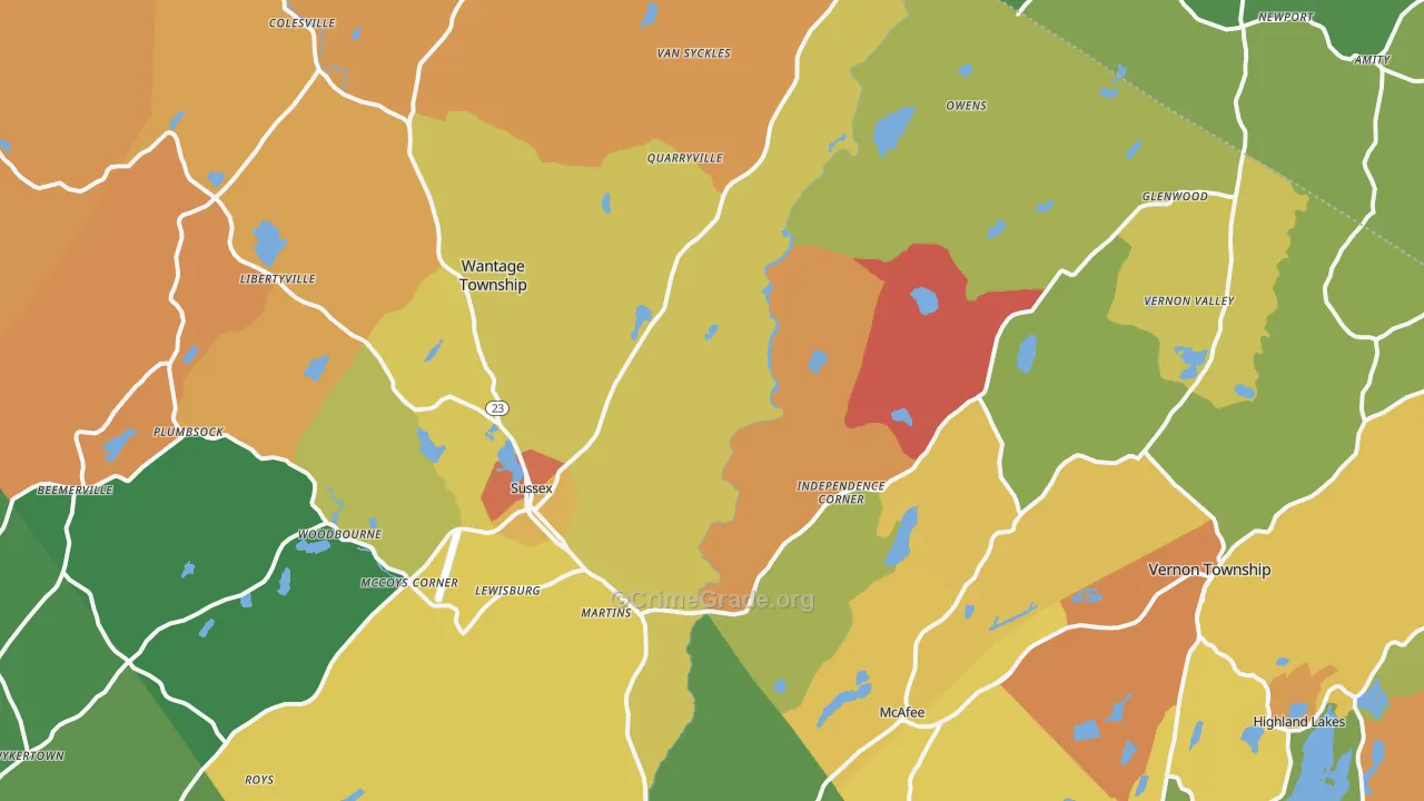 Sussex, NJ Map of Arson Rates