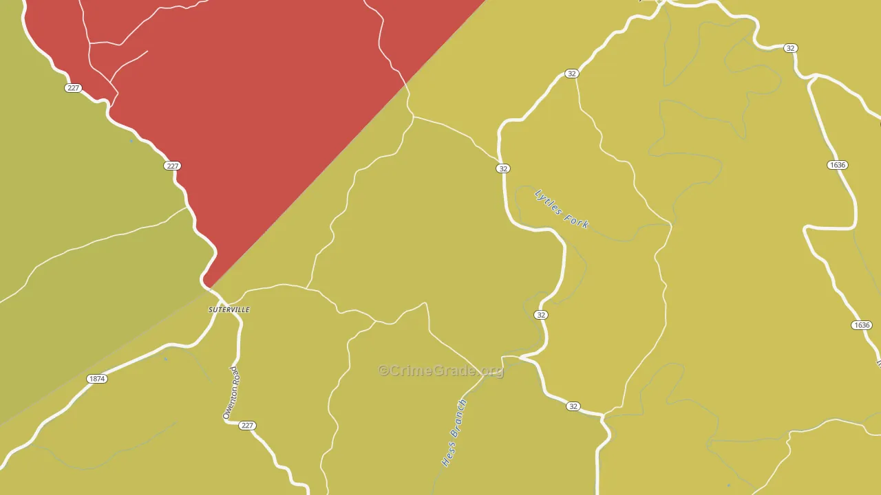 Suterville, KY Map of Arson Rates
