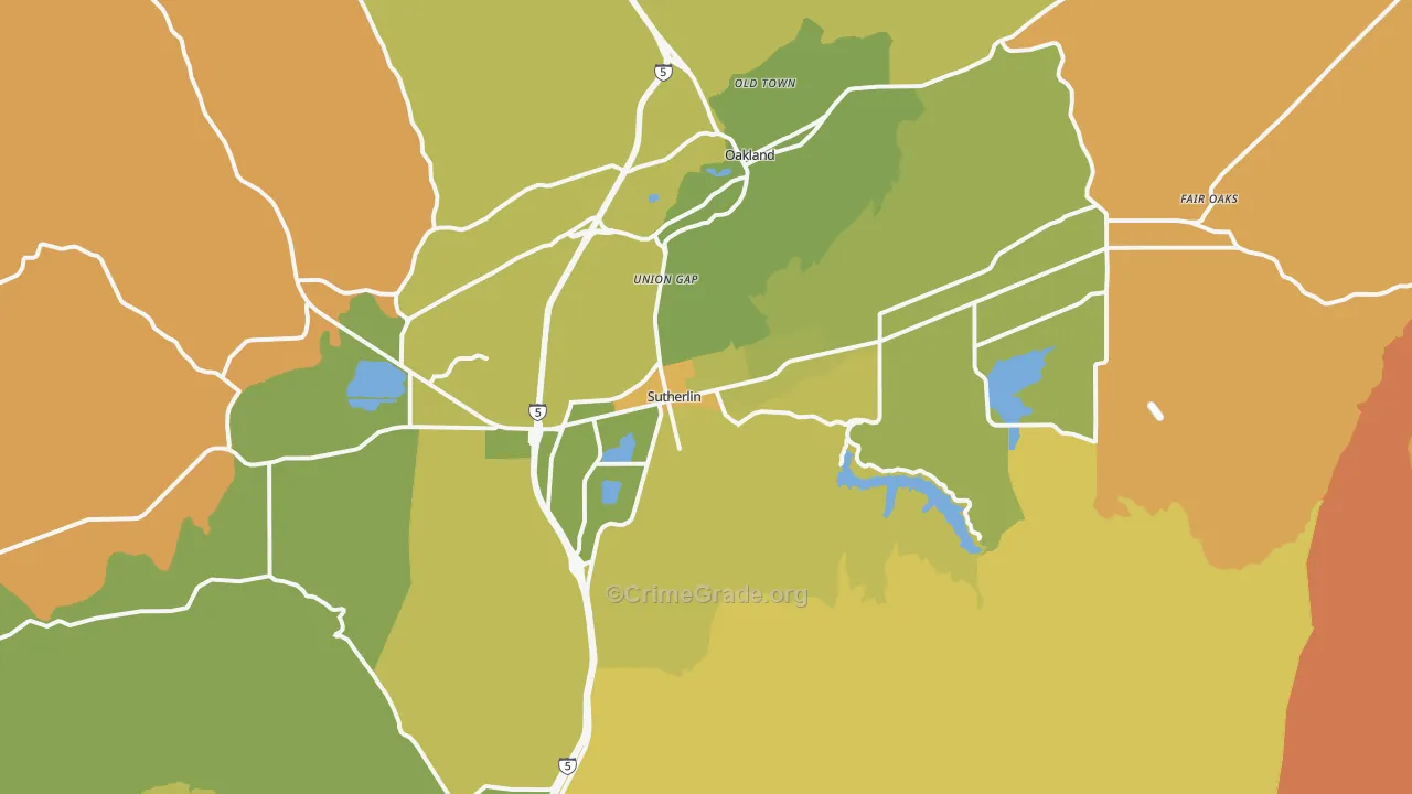 Sutherlin, OR Map of Arson Rates