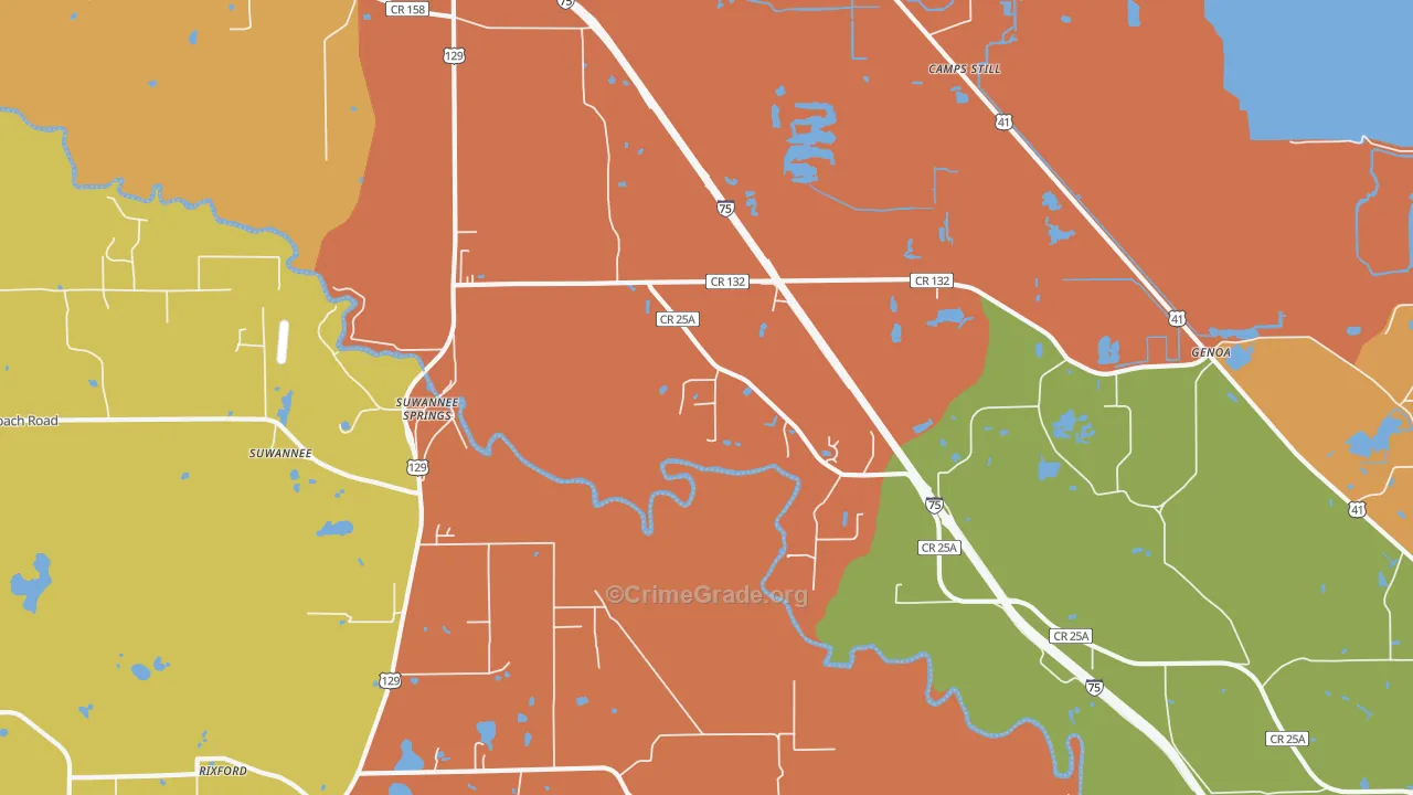 Suwannee Springs, FL Map of Arson Rates