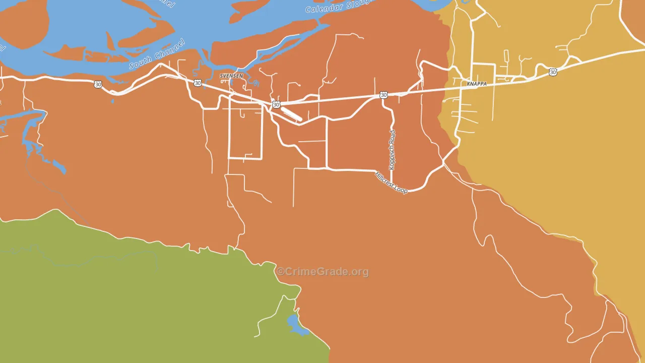 Svensen, OR Map of Arson Rates