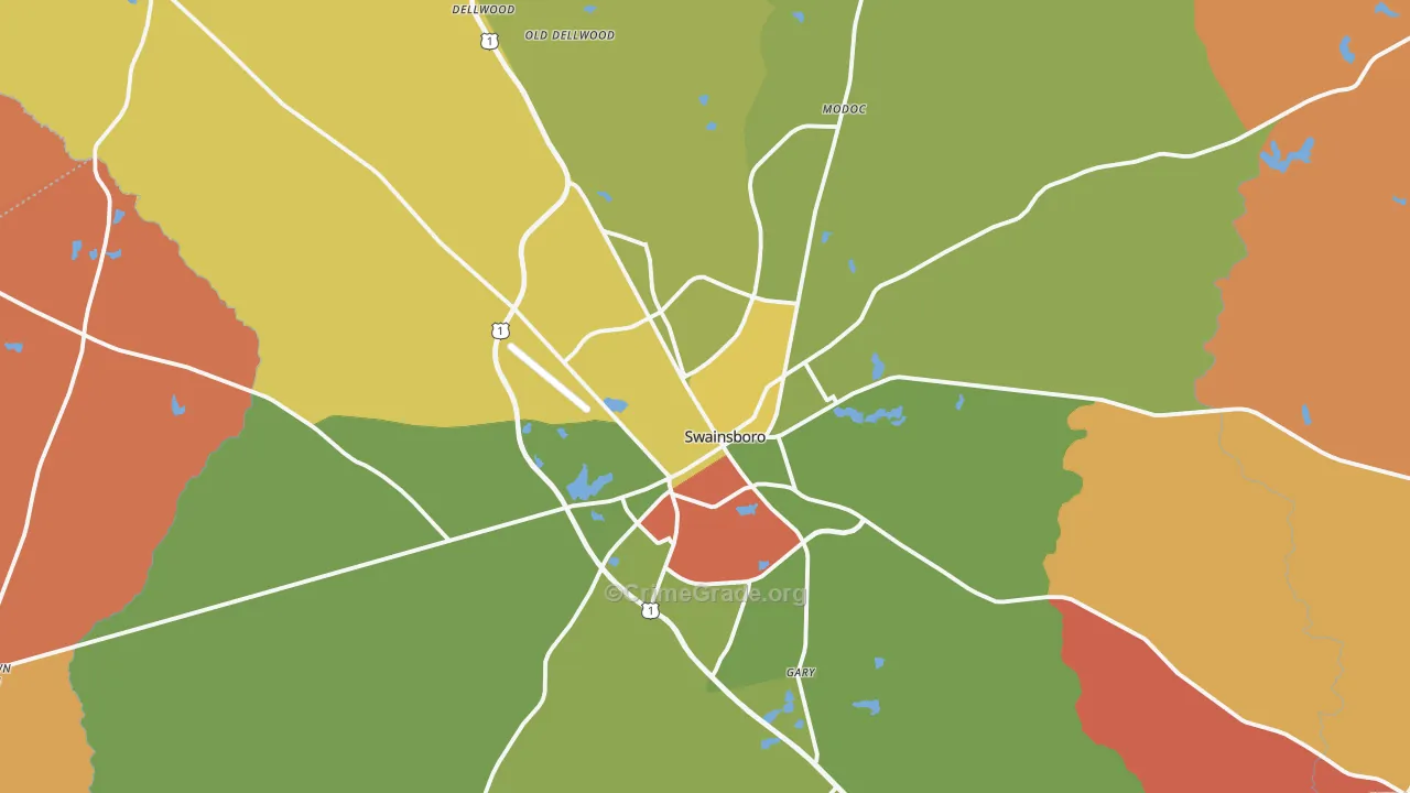 Swainsboro, GA Map of Arson Rates