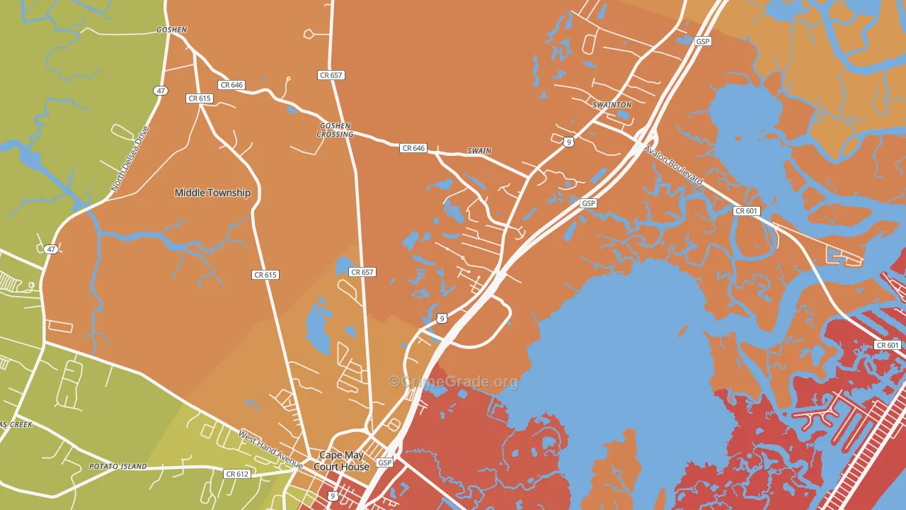 Swainton, NJ Map of Arson Rates