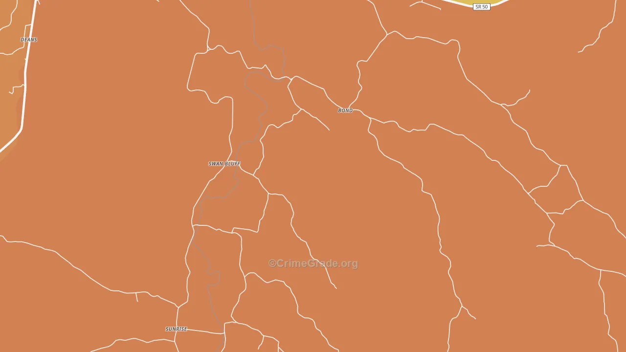 Swan Bluff, TN Map of Arson Rates