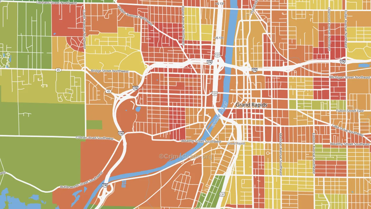 Swan, Grand Rapids, MI Map of Arson Rates