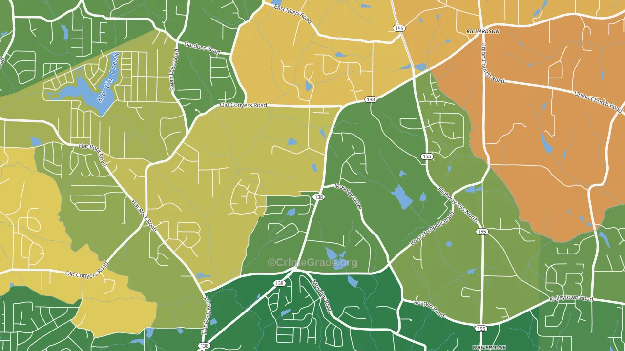 Swan Lake, GA Map of Arson Rates