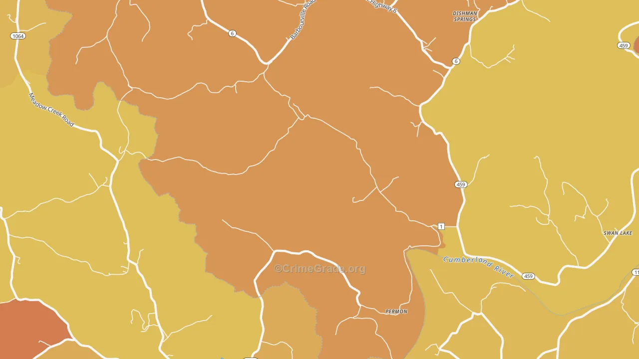 Swan Lake, KY Map of Arson Rates