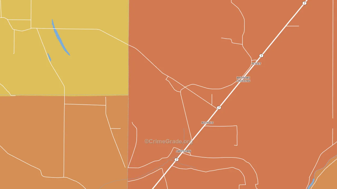 Swan Lake, MS Map of Arson Rates