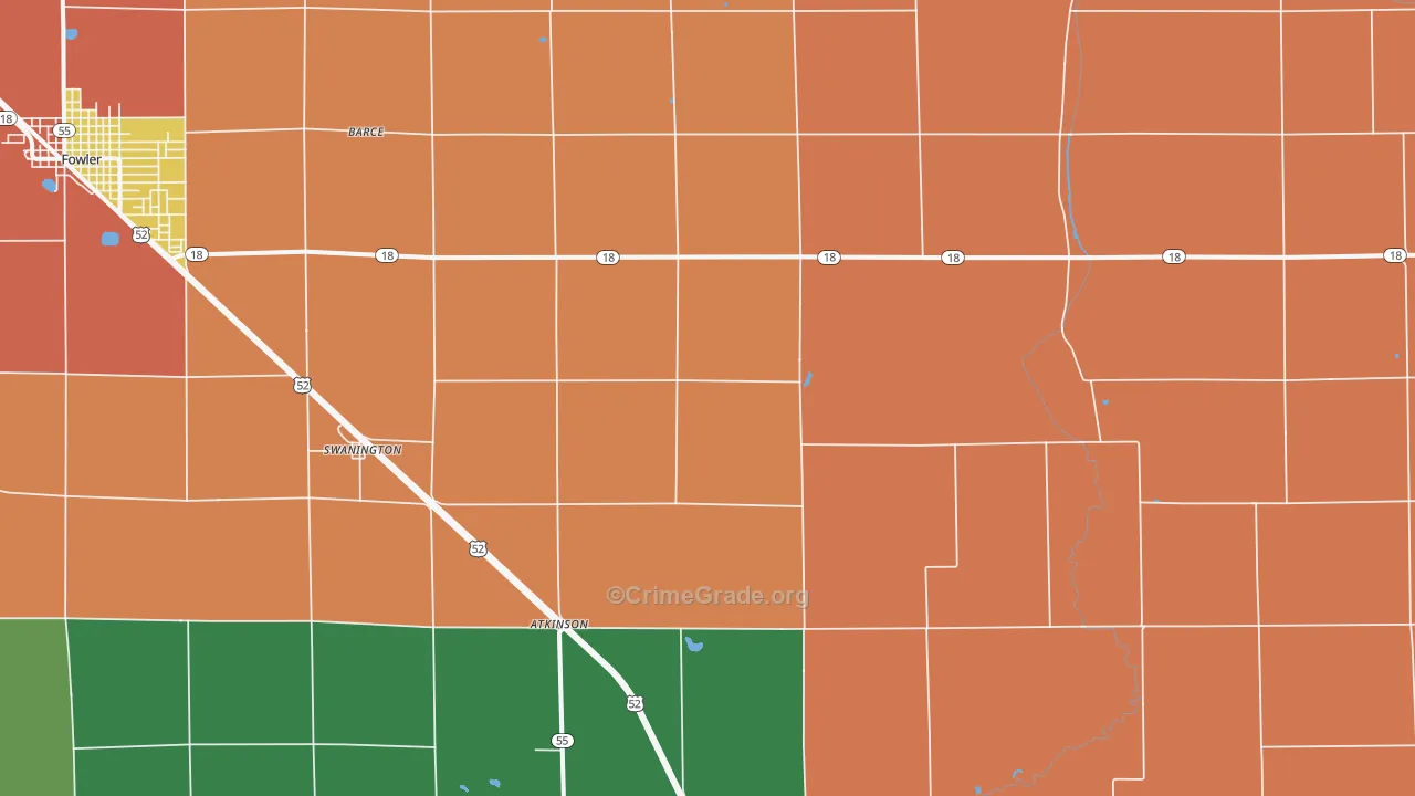 Swanington, IN Map of Arson Rates