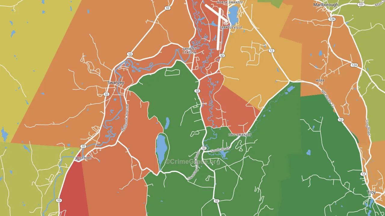Swanzey, NH Map of Arson Rates
