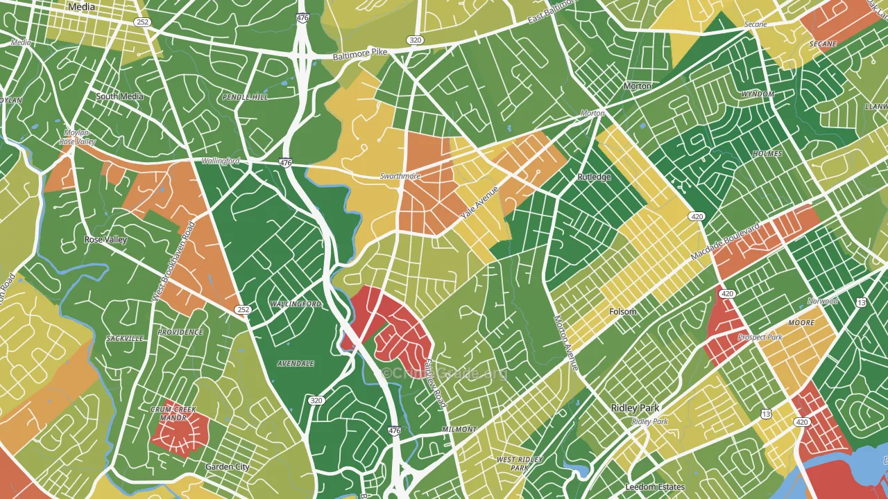 Swarthmore, PA Map of Arson Rates