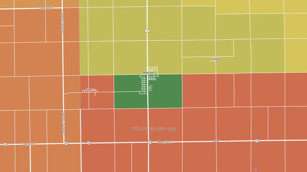 Swayzee, IN Map of Arson Rates