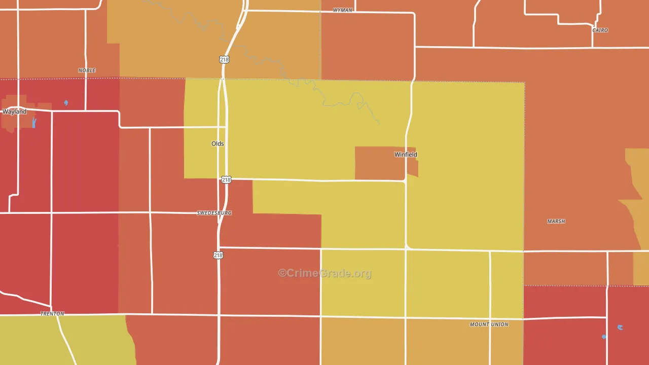 Swedesburg, IA Map of Arson Rates