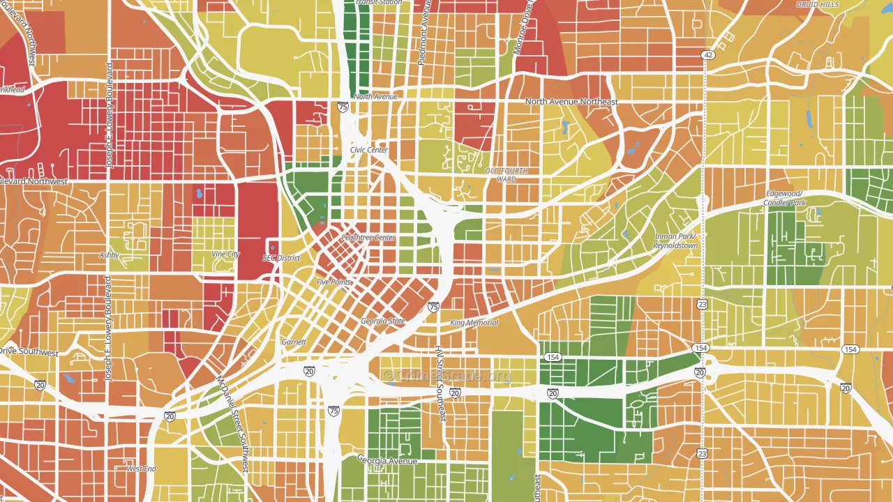 Sweet Auburn, Atlanta, GA Map of Arson Rates