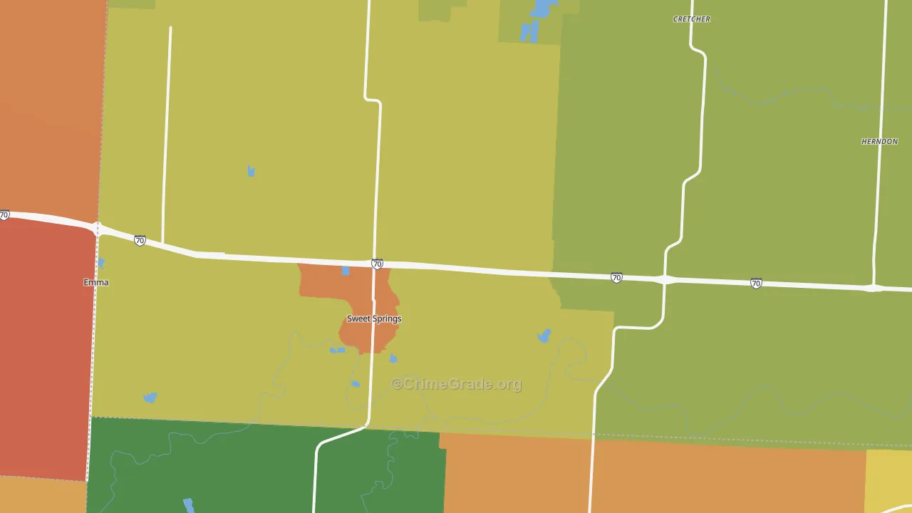 Sweet Springs, MO Map of Arson Rates