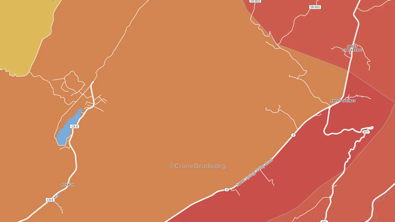 Sweet Springs, WV Map of Arson Rates
