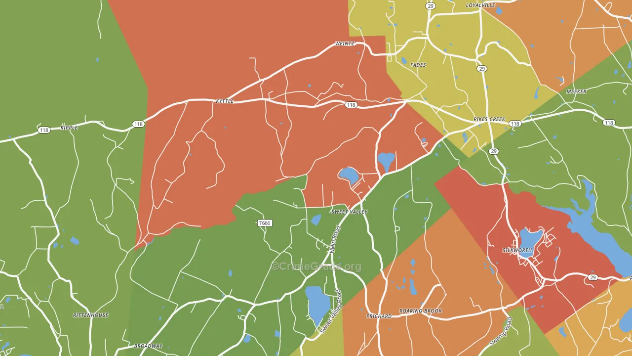 Sweet Valley, PA Map of Arson Rates