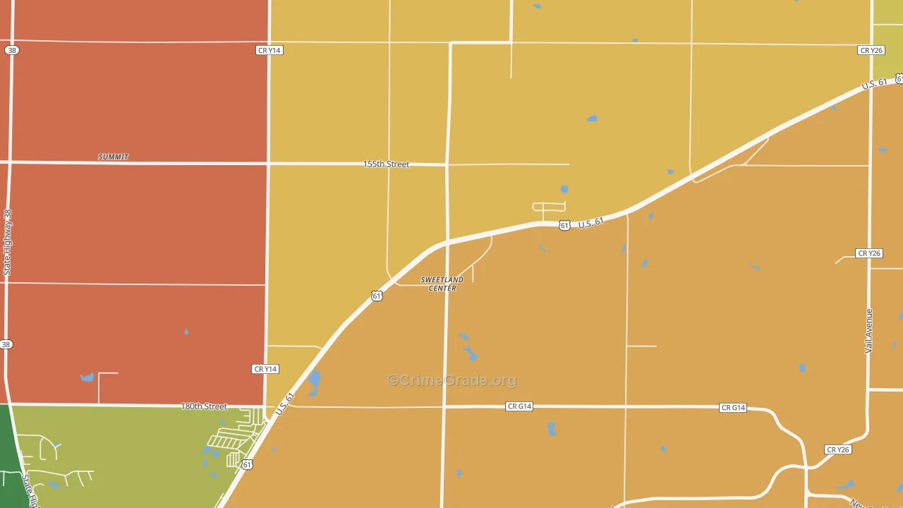 Sweetland Center, IA Map of Arson Rates