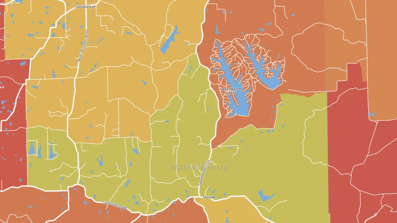 Sweetwater Lake, IN Map of Arson Rates