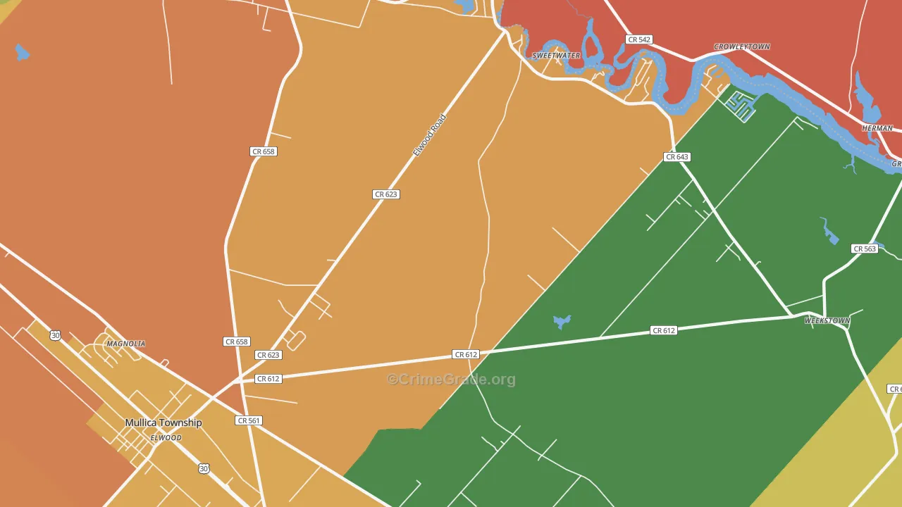 Sweetwater, NJ Map of Arson Rates