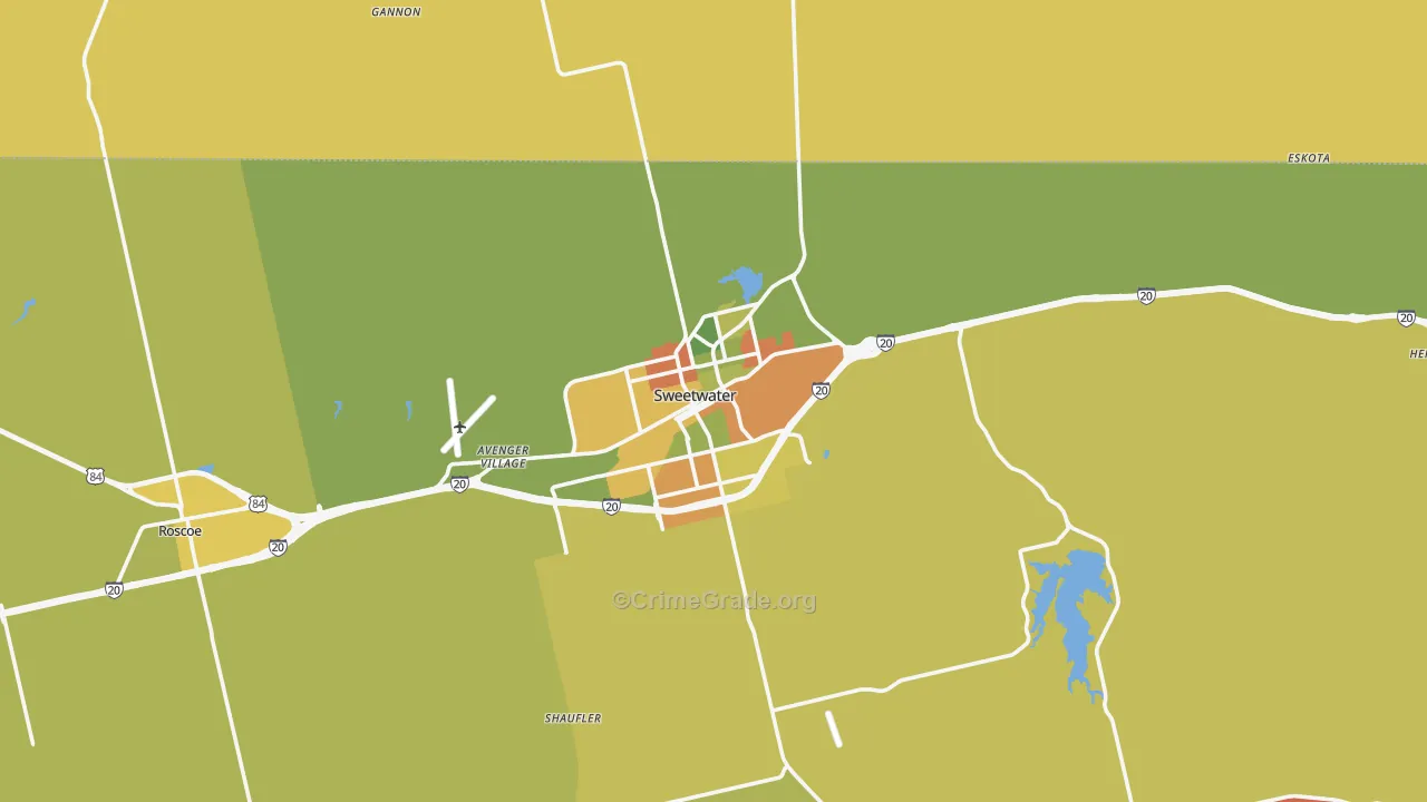 Sweetwater, TX Map of Arson Rates