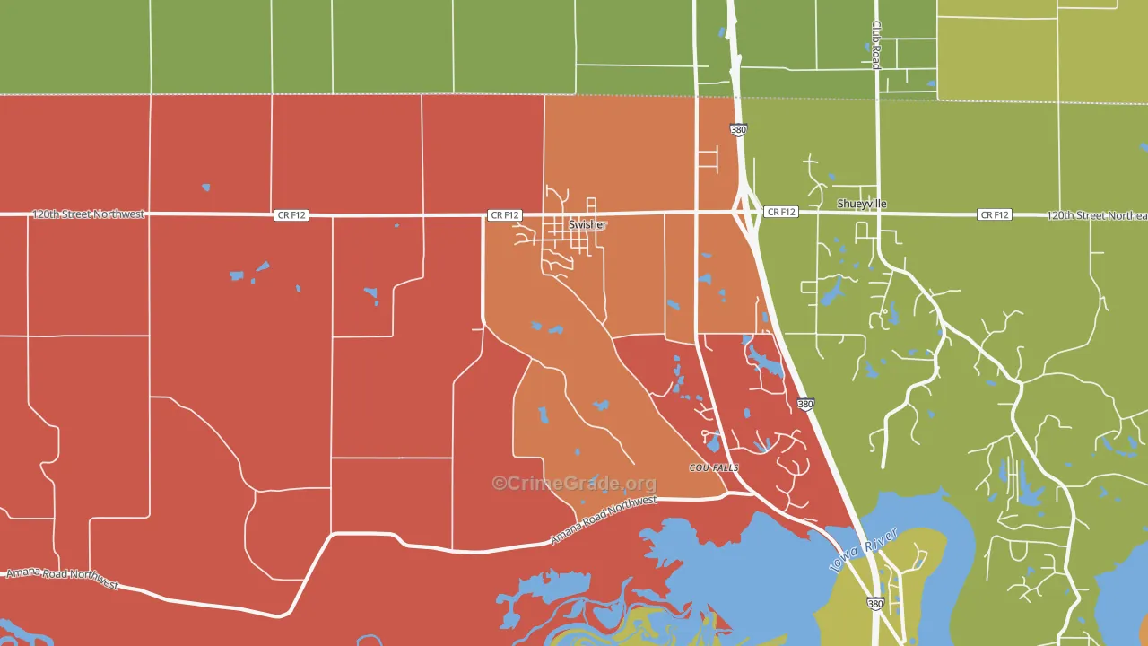 Swisher, IA Map of Arson Rates