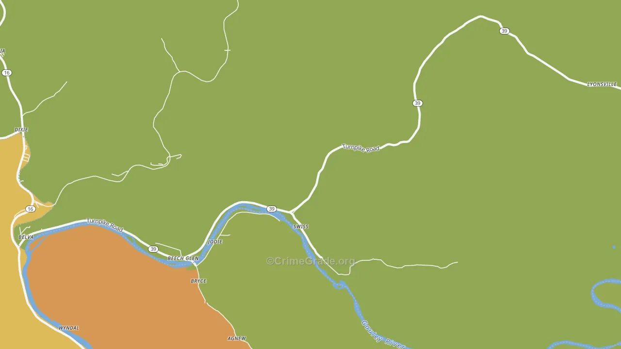 Swiss, WV Map of Arson Rates