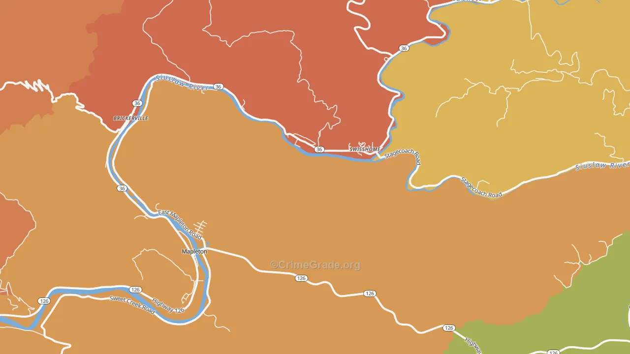 Swisshome, OR Map of Arson Rates