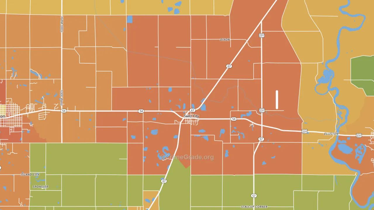 Switz City, IN Map of Arson Rates